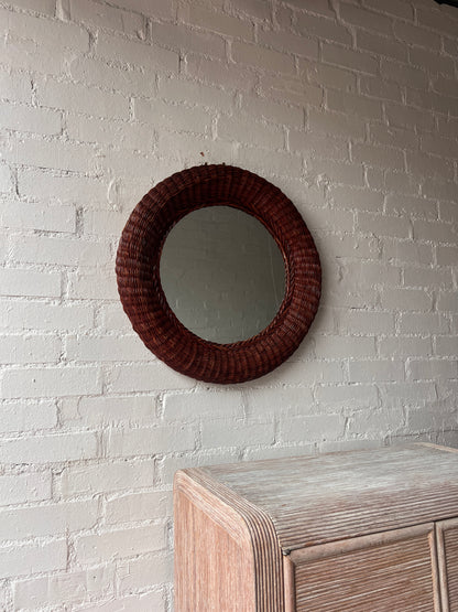 FRENCH WOVEN WICKER MIRROR