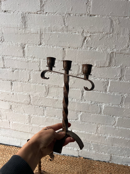 PAIR OF TWIRLY IRON CANDLE HOLDERS