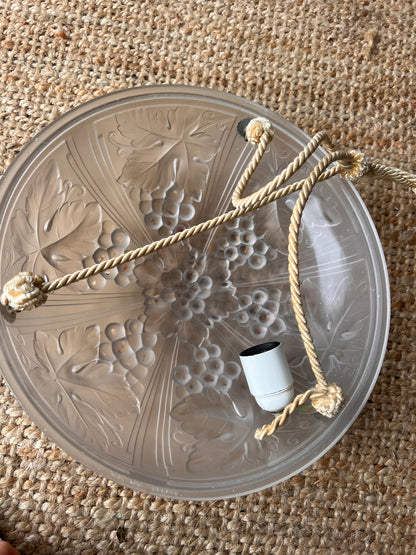 WHITE FLORAL GLASS CEILING PENDANT WITH BRASS FLOWERS