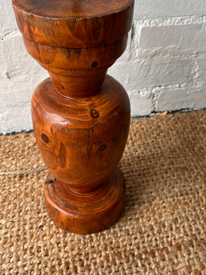 WOODEN URN SHAPED TABLE LAMP