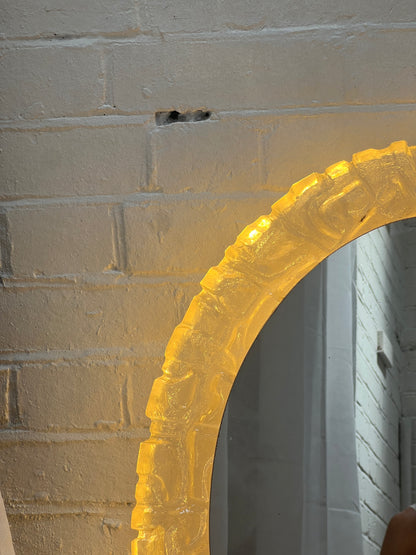 70S GERMAN OVAL LUCITE BACKLIT MIRROR