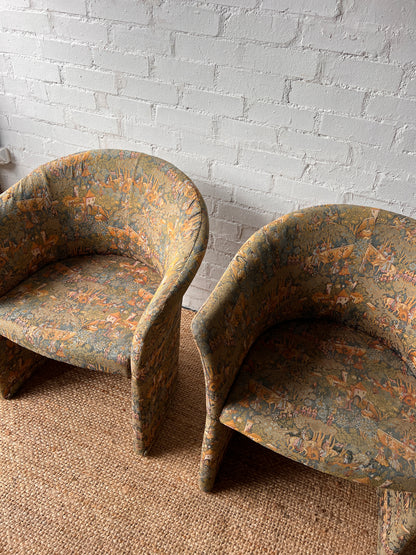 FRENCH FAIRYTALE BARREL BACK ARMCHAIRS