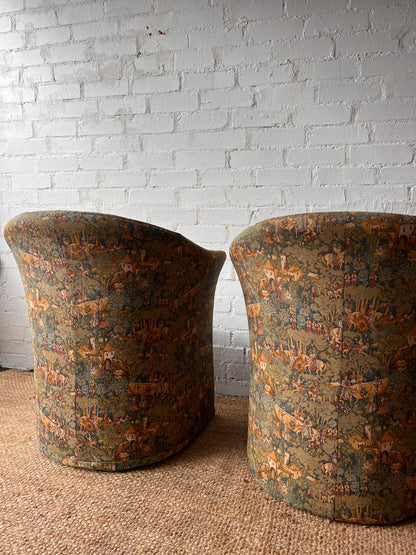 FRENCH FAIRYTALE BARREL BACK ARMCHAIRS