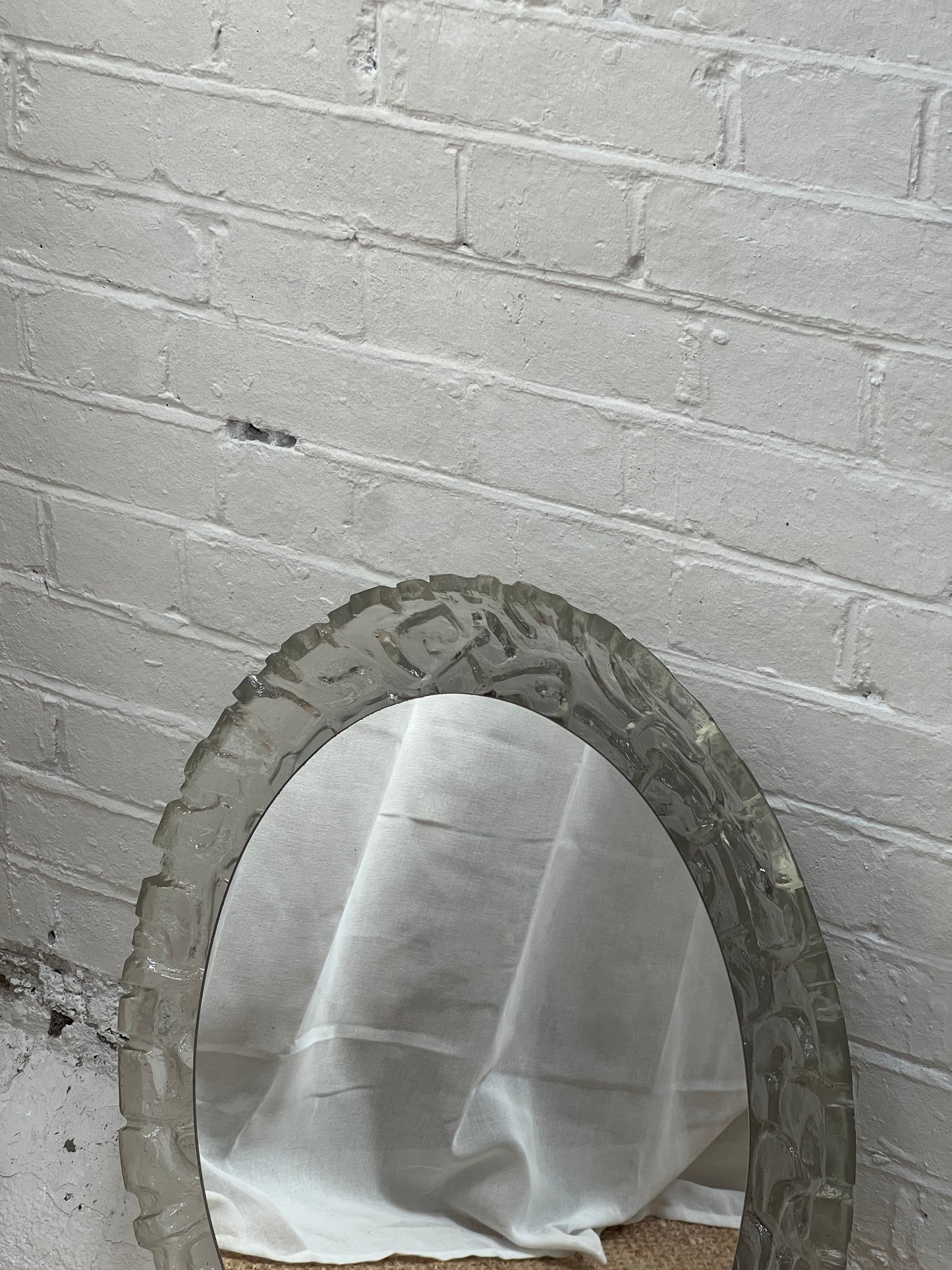 70S GERMAN OVAL LUCITE BACKLIT MIRROR