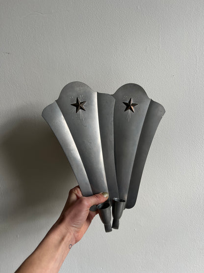PAIR OF SILVER STAR SCONCES