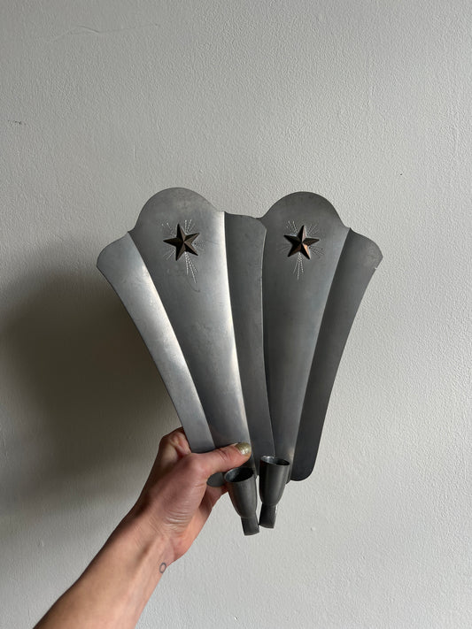 PAIR OF SILVER STAR SCONCES