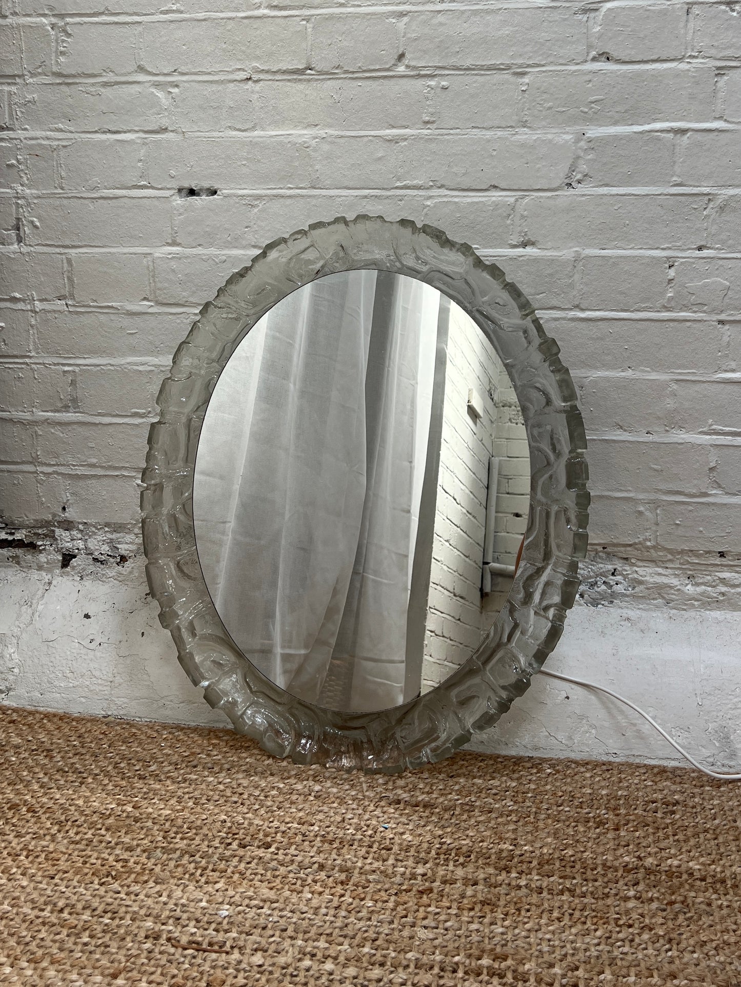 70S GERMAN OVAL LUCITE BACKLIT MIRROR