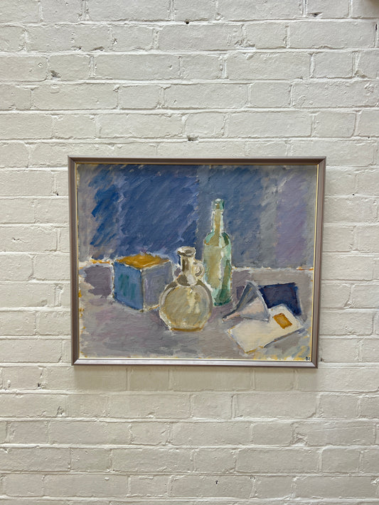 SWEDISH BLUE BOTTLES STILL LIFE