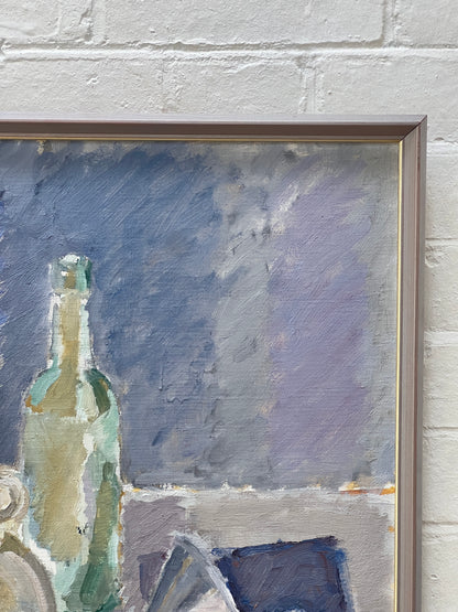 SWEDISH BLUE BOTTLES STILL LIFE