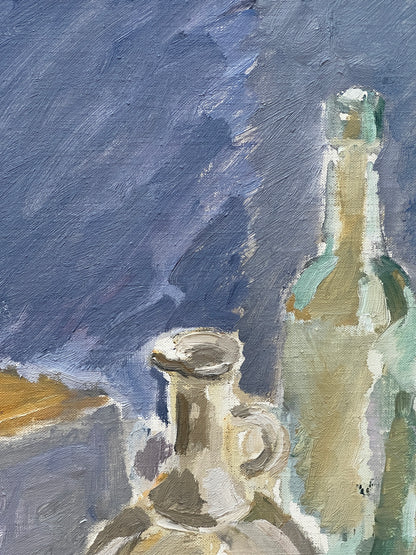 SWEDISH BLUE BOTTLES STILL LIFE