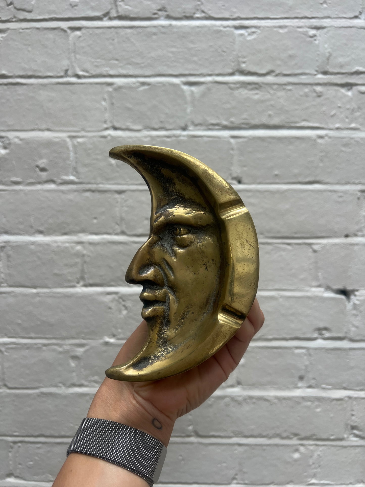LARGE BRASS CRESCENT MOON DISH