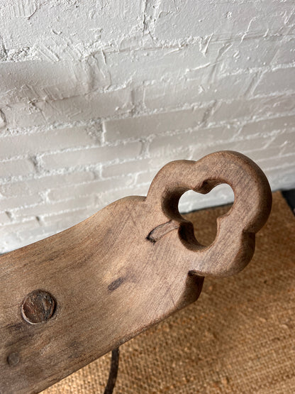 PAIR OF BRUTALIST SADDLE WOODEN STOOLS