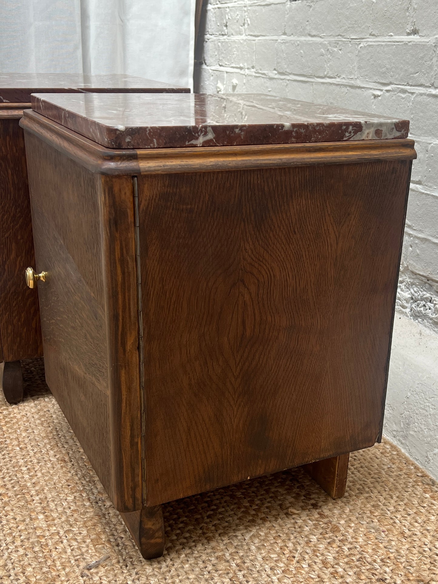 PAIR OF MARBLE TOP BEDSIDE TABLES