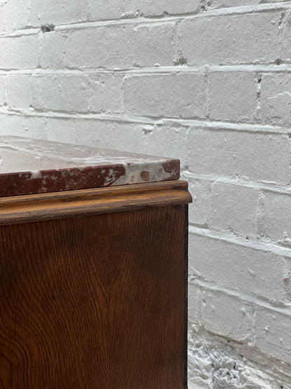 PAIR OF MARBLE TOP BEDSIDE TABLES