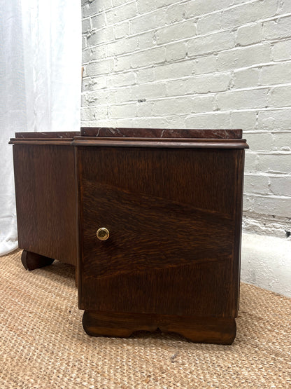 PAIR OF MARBLE TOP BEDSIDE TABLES