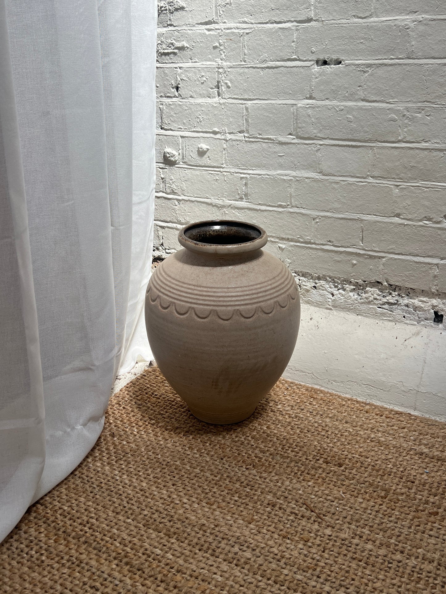 WEST GERMAN CREAM & BROWN VASE