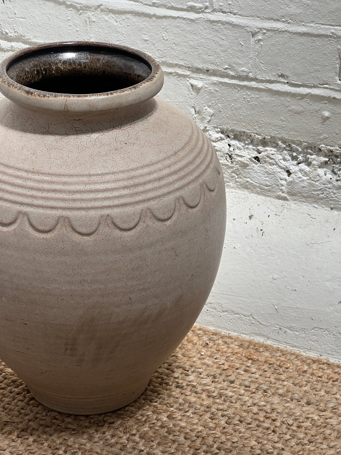 WEST GERMAN CREAM & BROWN VASE