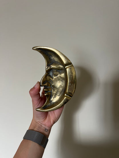 LARGE BRASS CRESCENT MOON DISH