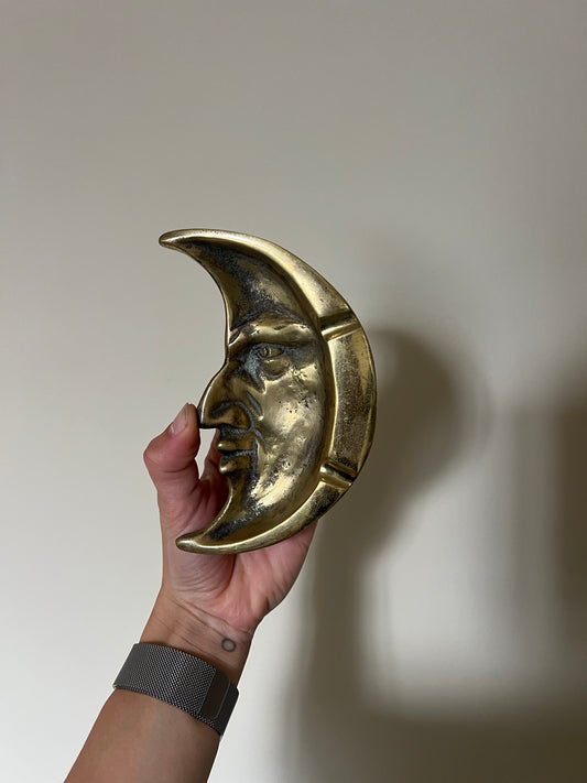 LARGE BRASS CRESCENT MOON DISH