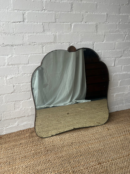 LARGE ART DECO MIRROR WITH SHELL