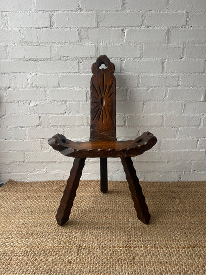 CARVED WOODEN BAROQUE BIRTHING CHAIR