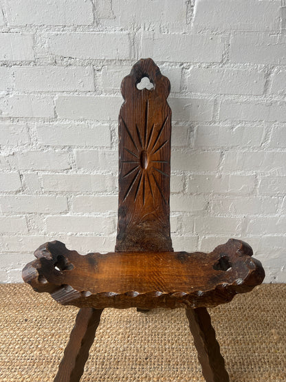 CARVED WOODEN BAROQUE BIRTHING CHAIR