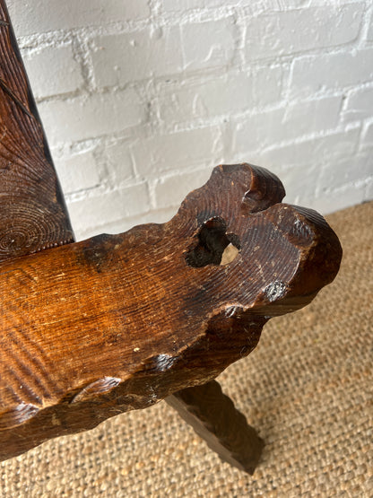 CARVED WOODEN BAROQUE BIRTHING CHAIR