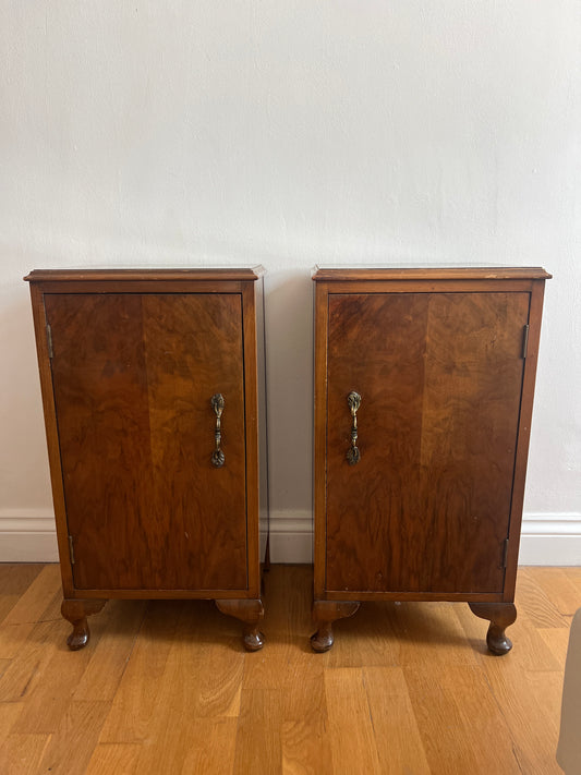 PAIR OF WALNUT BEDSIDE TABLES