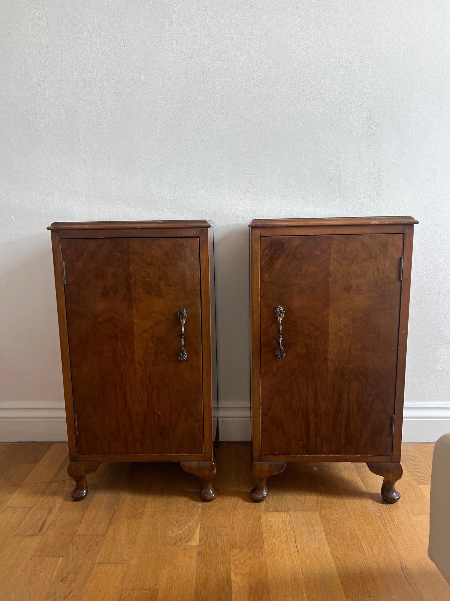 PAIR OF WALNUT BEDSIDE TABLES
