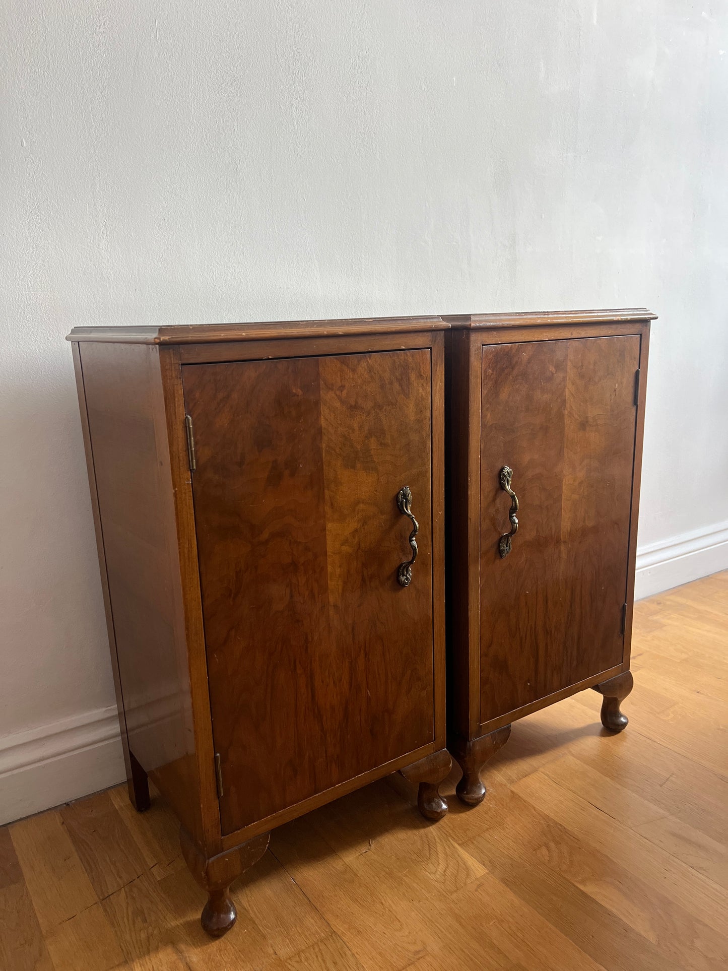 PAIR OF WALNUT BEDSIDE TABLES