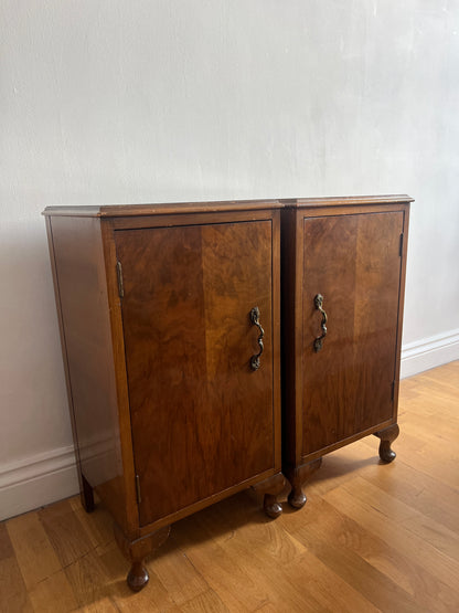 PAIR OF WALNUT BEDSIDE TABLES
