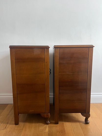PAIR OF WALNUT BEDSIDE TABLES