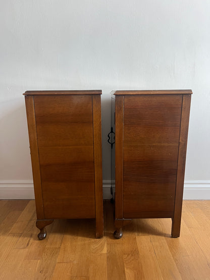 PAIR OF WALNUT BEDSIDE TABLES
