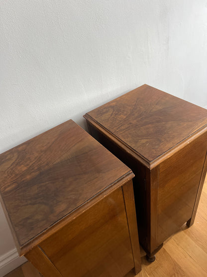 PAIR OF WALNUT BEDSIDE TABLES