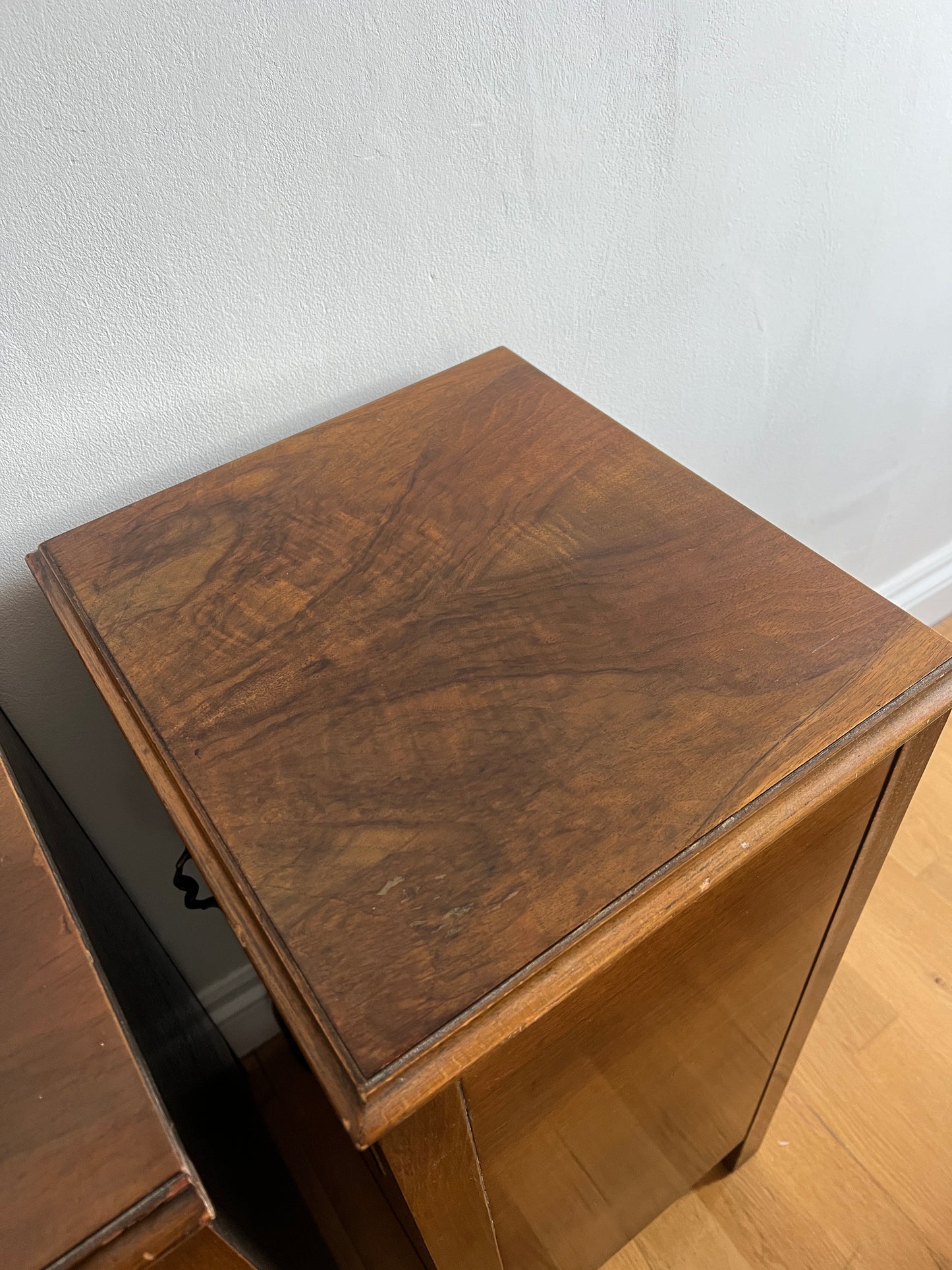 PAIR OF WALNUT BEDSIDE TABLES