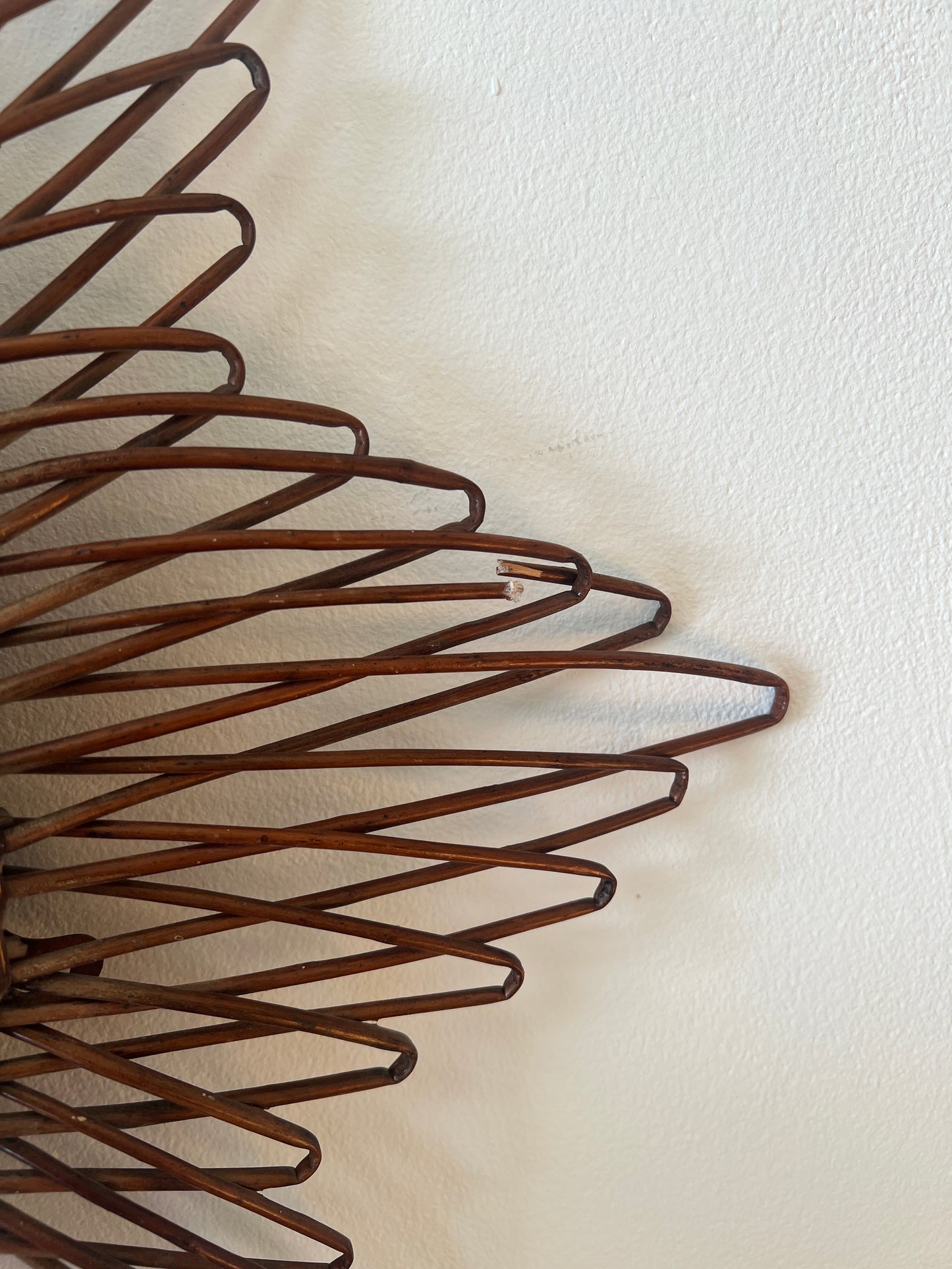 Vintage dark wicker sunburst mirror