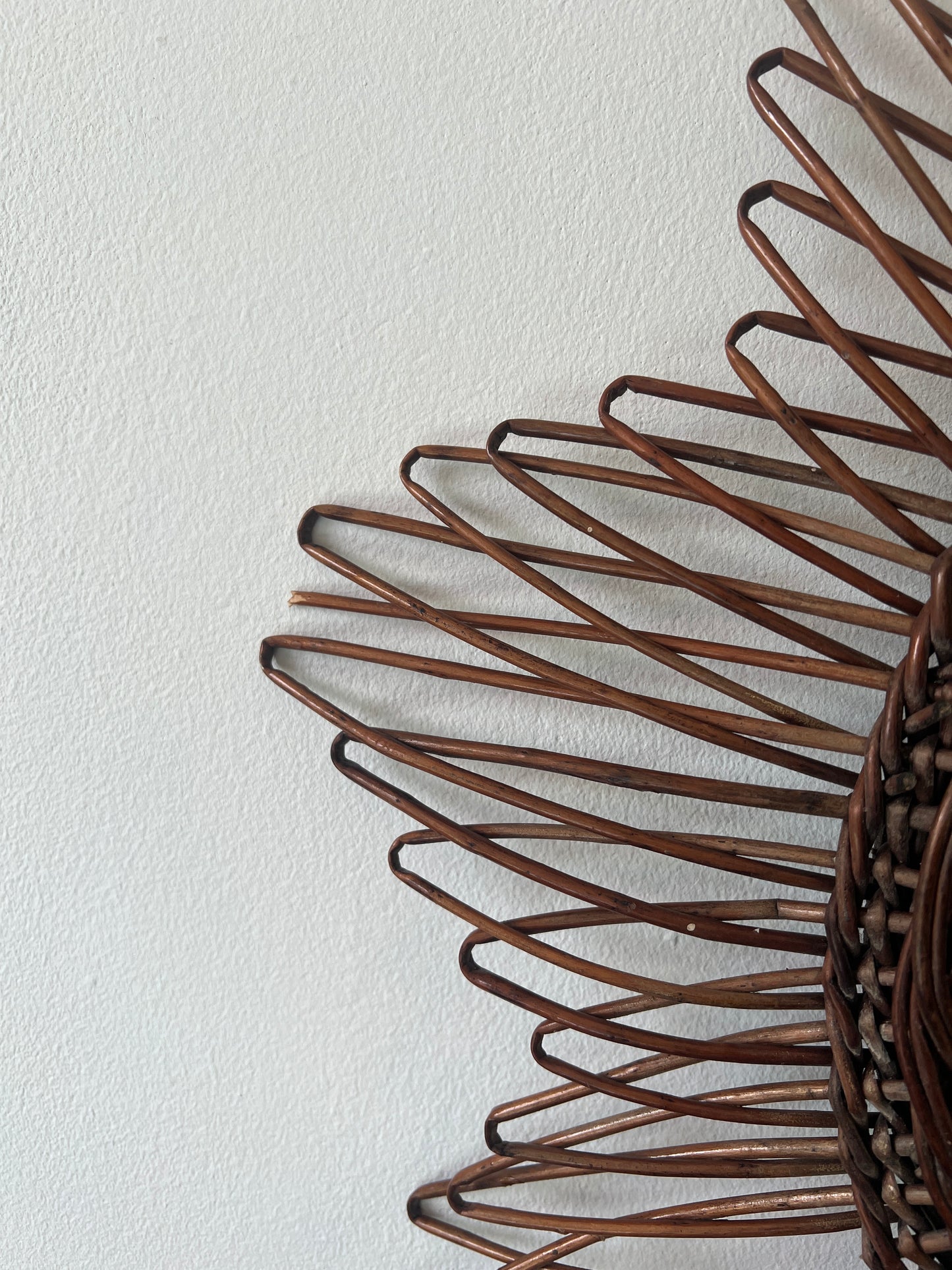 Vintage dark wicker sunburst mirror