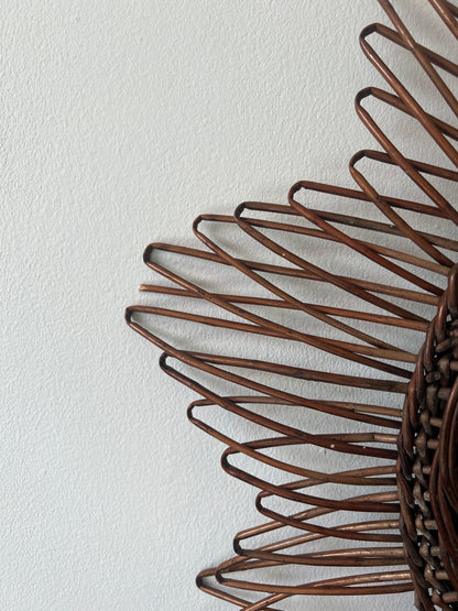 Vintage dark wicker sunburst mirror