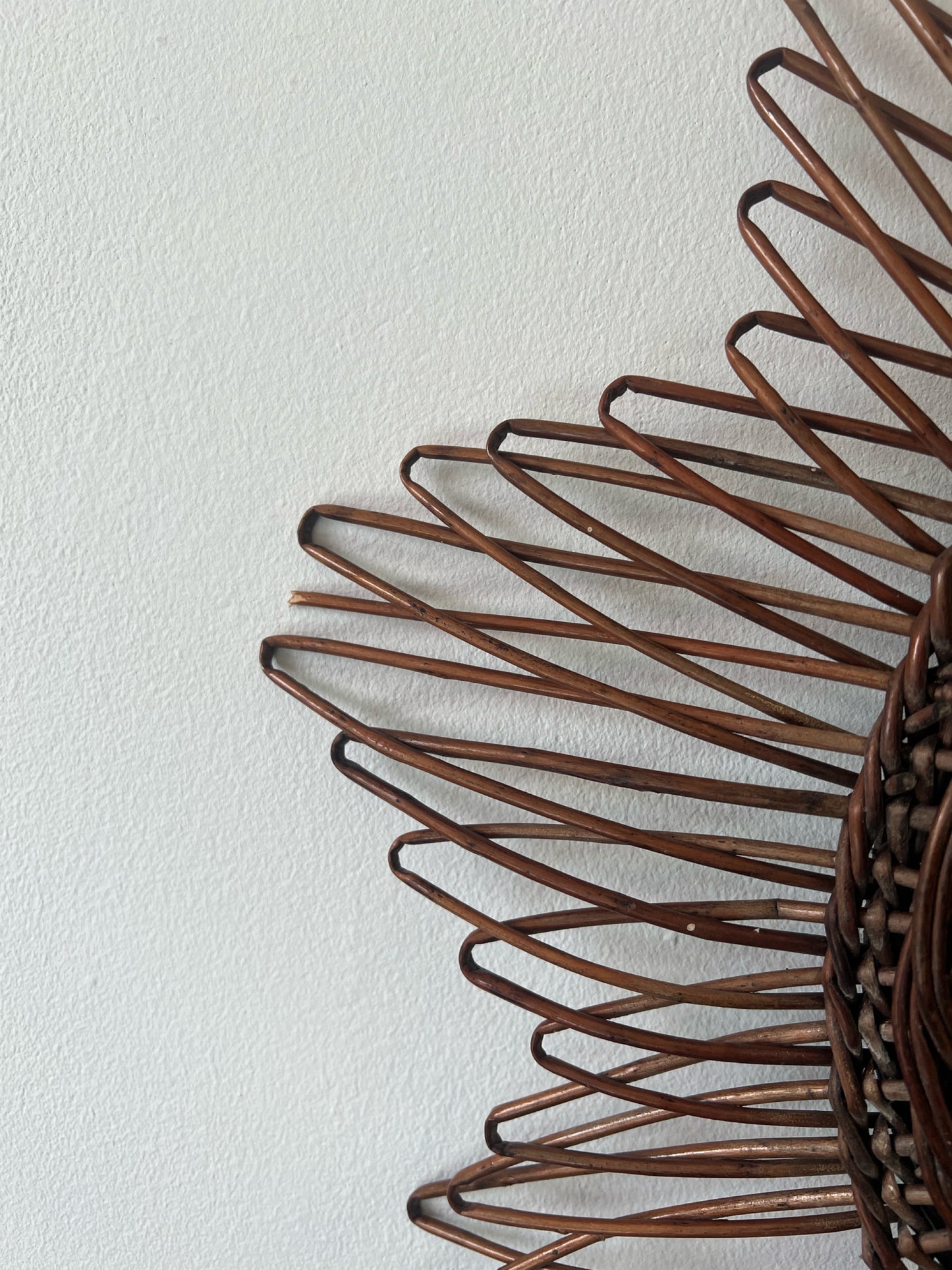 Vintage dark wicker sunburst mirror
