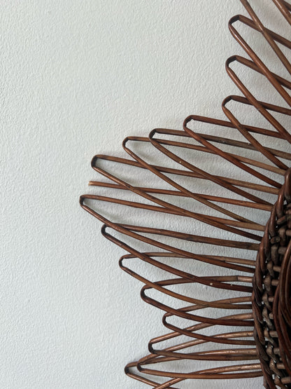 Vintage dark wicker sunburst mirror