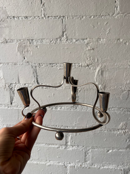 SILVER BALL CANDLE HOLDER