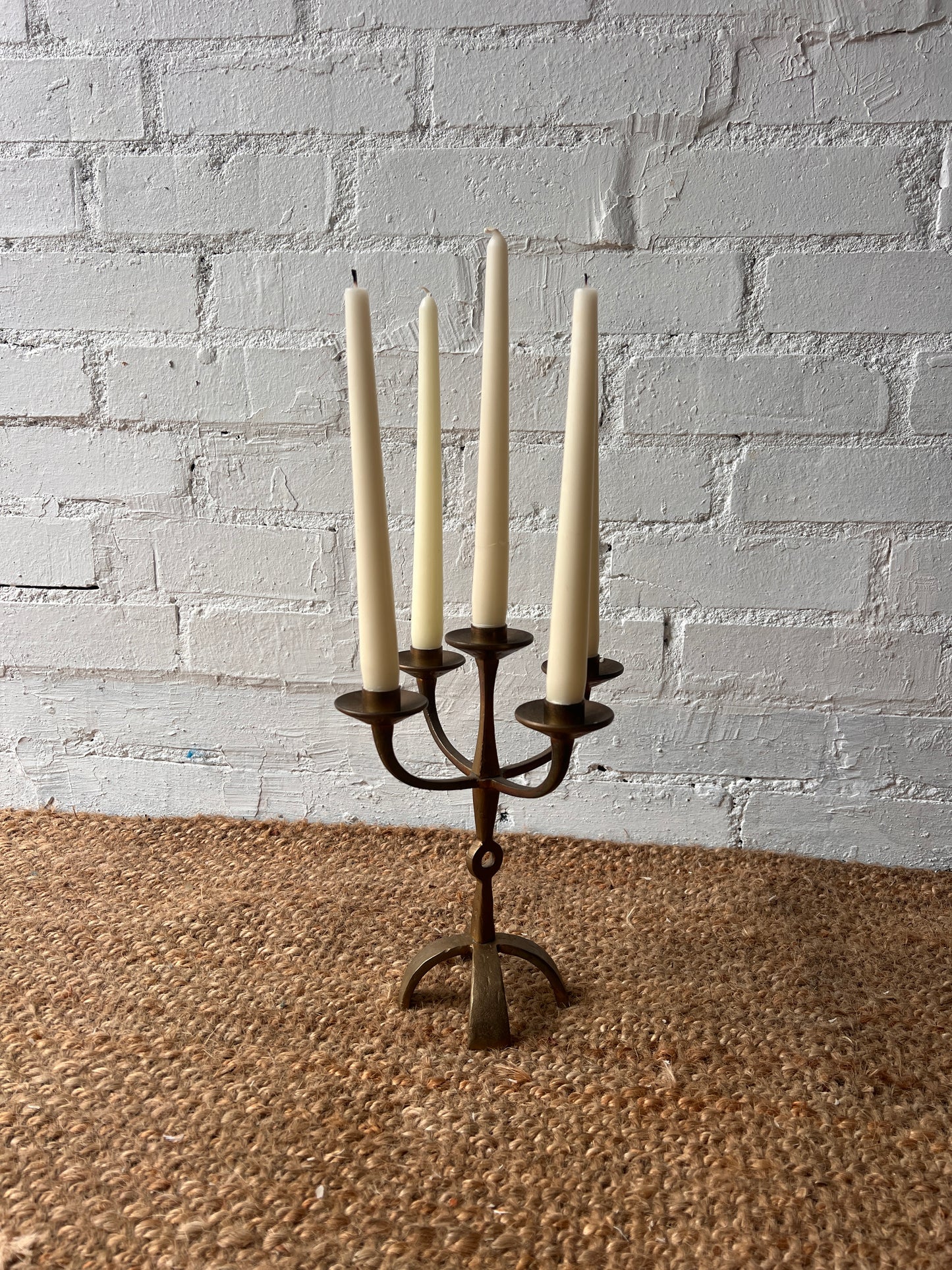 SWEDISH SCULPTURAL BRONZE CANDELABRA
