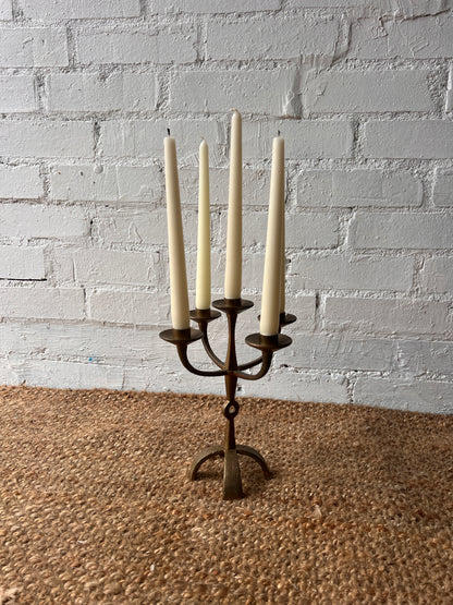 SWEDISH SCULPTURAL BRONZE CANDELABRA