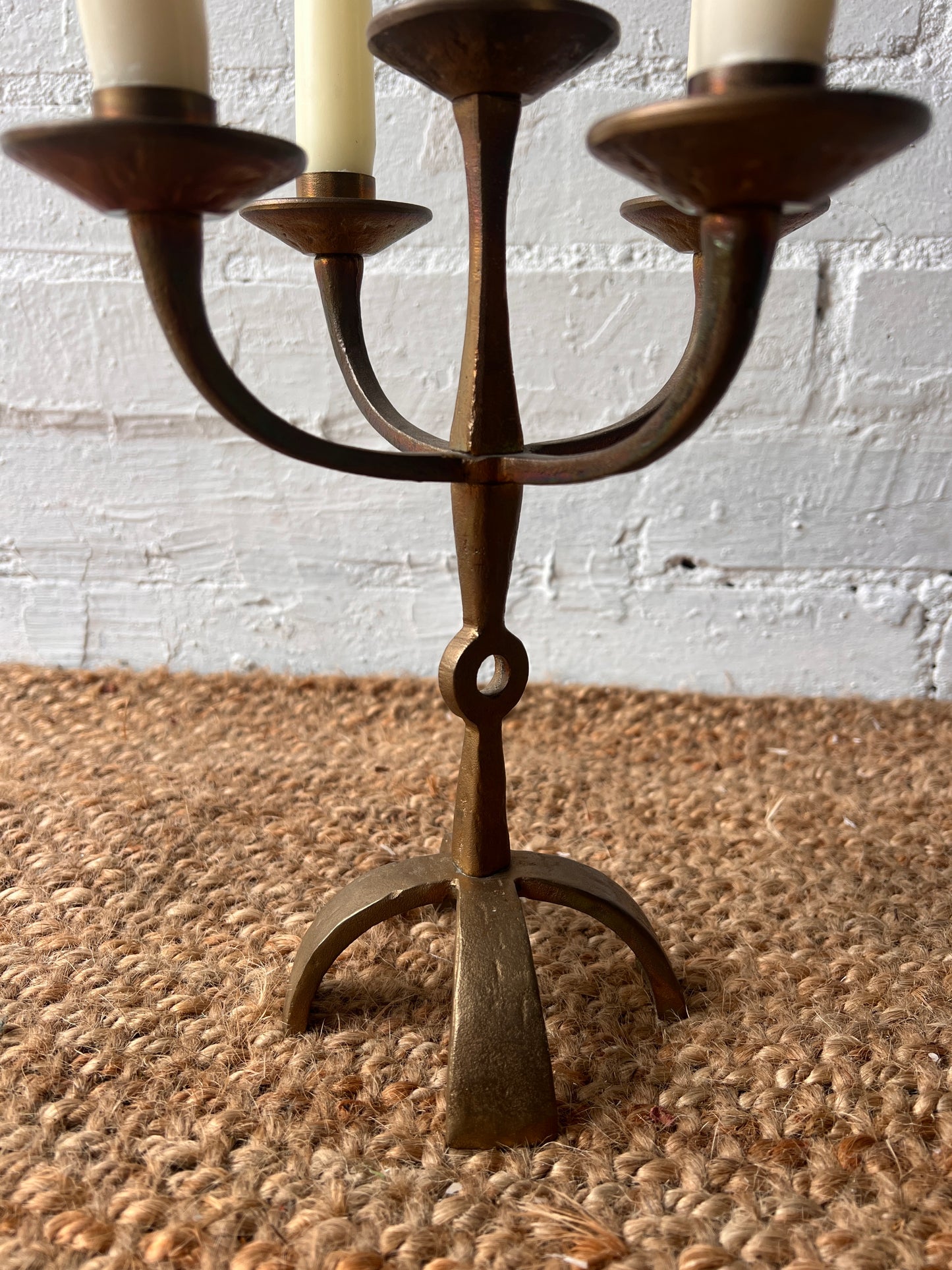 SWEDISH SCULPTURAL BRONZE CANDELABRA