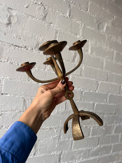 SWEDISH SCULPTURAL BRONZE CANDELABRA