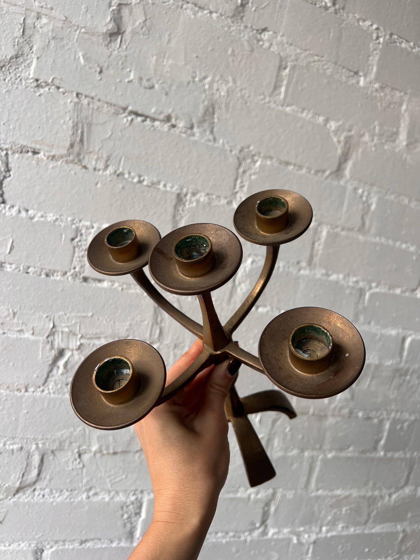 SWEDISH SCULPTURAL BRONZE CANDELABRA