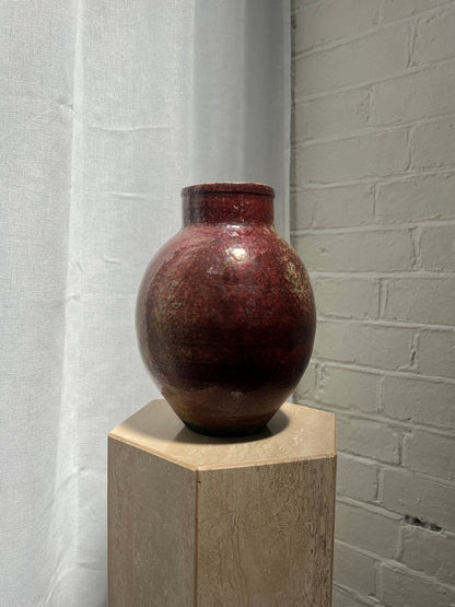FRENCH BURGUNDY GLAZE CERAMIC VASE