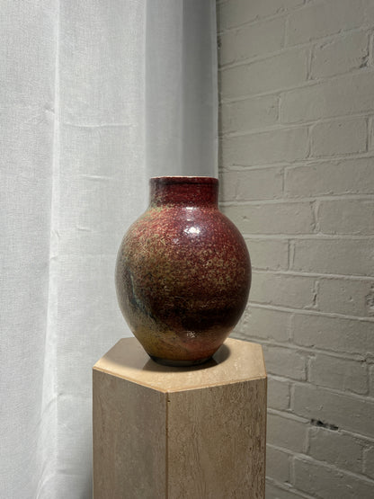 FRENCH BURGUNDY GLAZE CERAMIC VASE