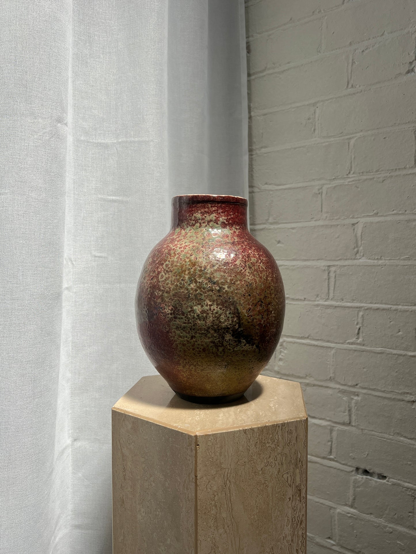 FRENCH BURGUNDY GLAZE CERAMIC VASE