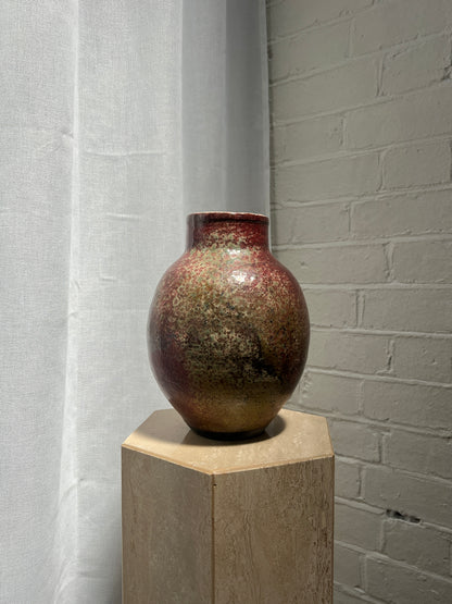 FRENCH BURGUNDY GLAZE CERAMIC VASE